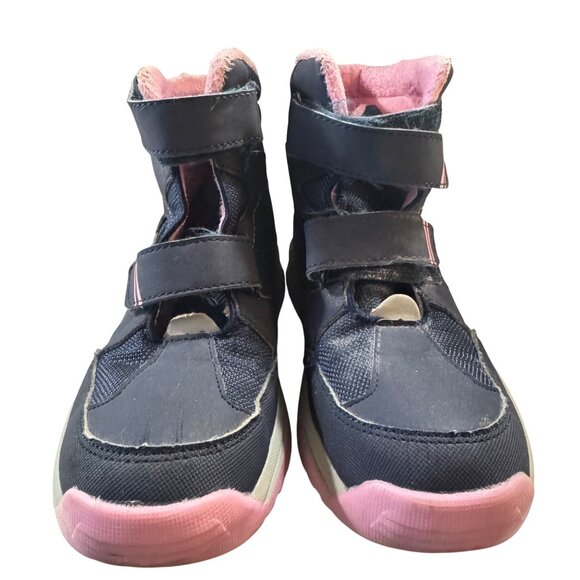 Kids High-Top Winter Boots Size 3 Hook and Loop Straps & Pink Lining - Picture 2 of 7